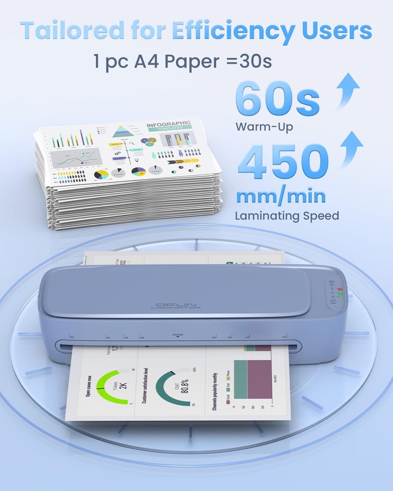 Qfun 13 Inch Laminator Machine 11x17 with Laminating Sheets Personal Laminator for Teachers, 60S Warm Up Cold Thermal Lamination Machine for Home Office, A3 Laminating Machine Portable Paper Laminate Kit - Image 3